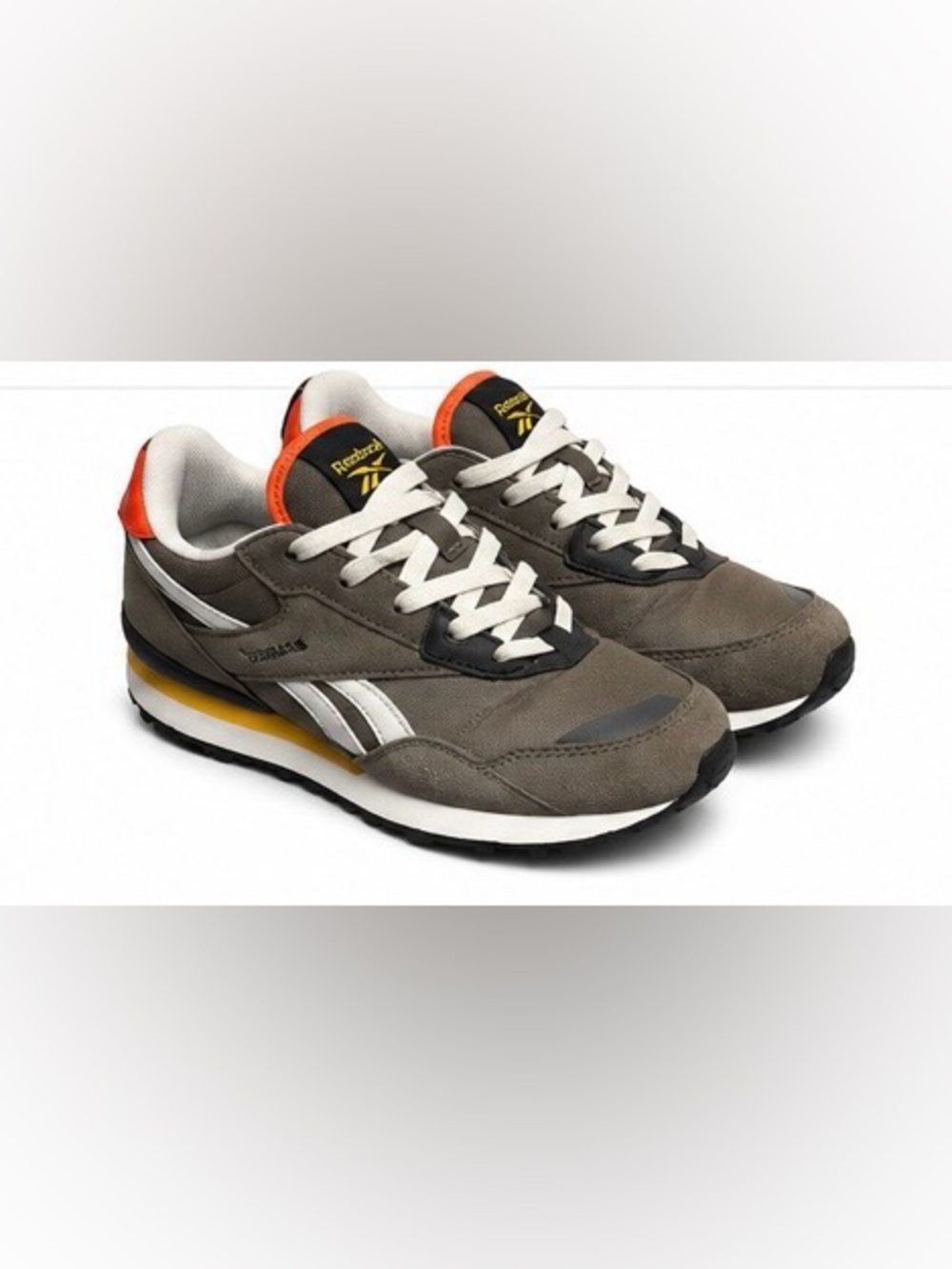 Reebok DK Green Suede Sneakers with White Stripes and Orange & Yellow Accents